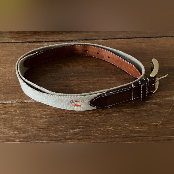 Orvis Other - Orvis Leather and Embroidered Canvas Fishing Lure Belt